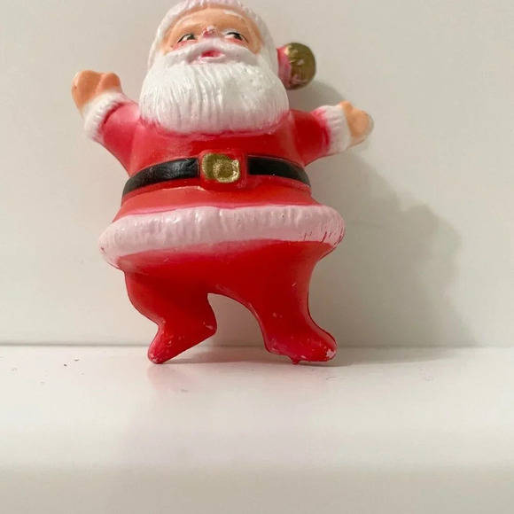 Vintage Mini Blow Mold Santa Christmas Ornament 3 Inch Tall Flaws - Picture 3 of 16